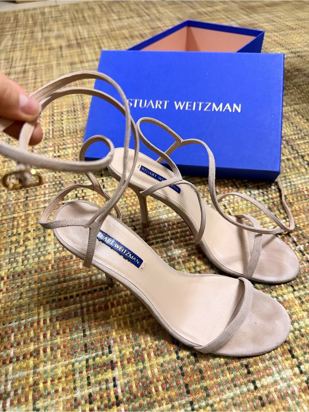 Stuart Weitzman Beige Strappy High-Heel Sandals